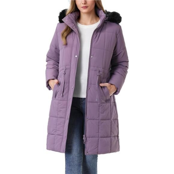 Women's Winter Coat Long Waterproof Parka - Warm Light Purple - Picture 6 of 7
